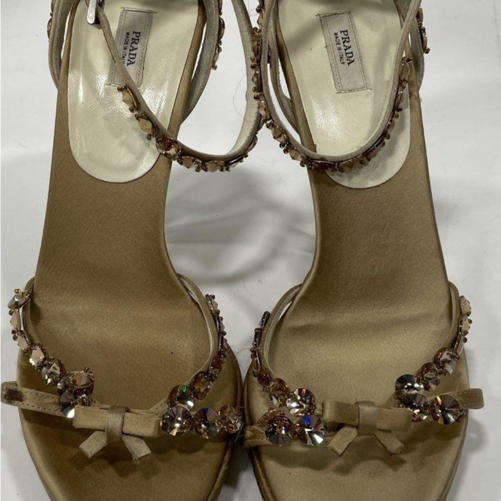 Prada Women's Beige Crystal Embellished Heels